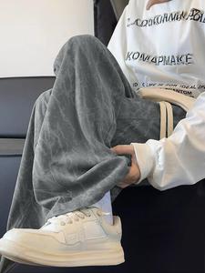 Men's Solid Color Corduroy Pants, Loose Casual Comfy Straight Leg Trousers for Spring & Fall, Fashion Men's Bottoms for Daily Wear