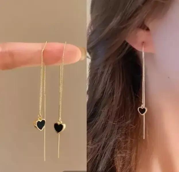 Drop  long hanging Earrings for women rose gold color zircon crystal piercing 0