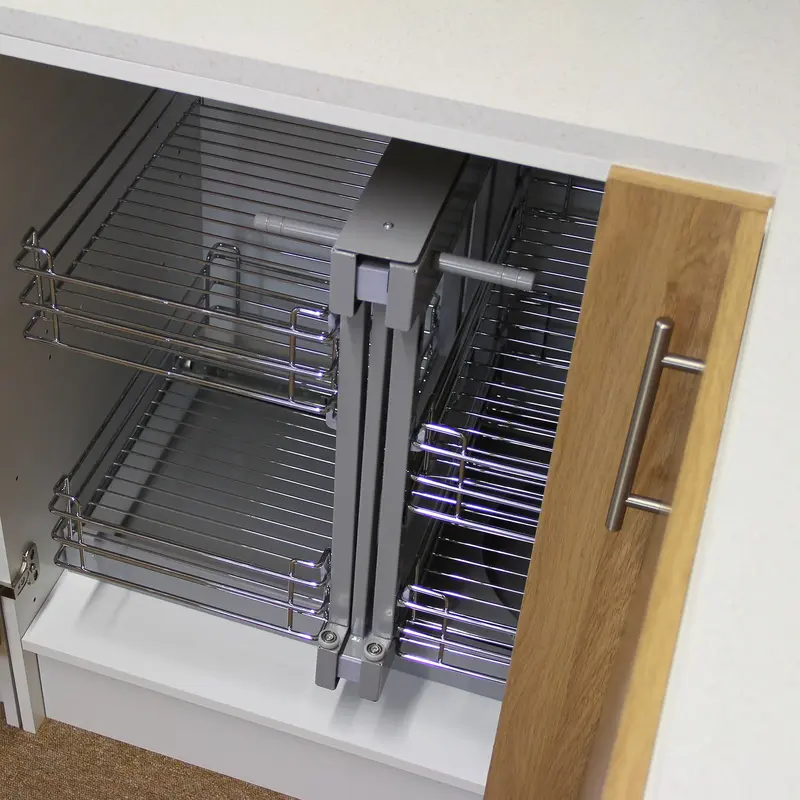 KuKoo Magic Corner Pull Out Kitchen Cupboard Drawers - Left Hand Metal Organiser 1