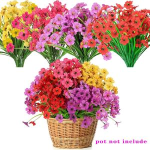 Artificial Flower, 24pcs/set UV Resistant Faux Flower, Decorative Flower for Garden, Yard, Porch, Balcony, Home Decor, No Vase, Bouquet, Garden Decorations, Pink Flower, Decoration Items, Fake Flowers, Flower Arrangement, Fake Flowers Outdoor