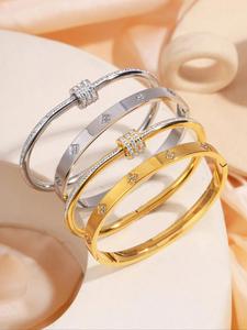 Elegant Rhinestone Decorated Bangles Bracelets, Fashion Jewelry for Party, Modern Daily Clothing Decor, Trendy All-match & Exquisite Jewelry for Birthday Gift