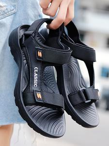 Men's Casual Plain Color Velcro Sport Sandals, Minimalist Outdoor Beach Sandals, Summer Casual Comfortable Soft Bottom Sandals for Men for Daily Life