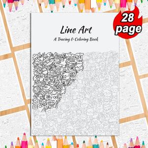 Cute Character Drawing Handbook, Monster Tracing Coloring Book, 28 Clear Outline Templates, High Quality Sketch Paper, Ideal for Beginners, Beginner Artists