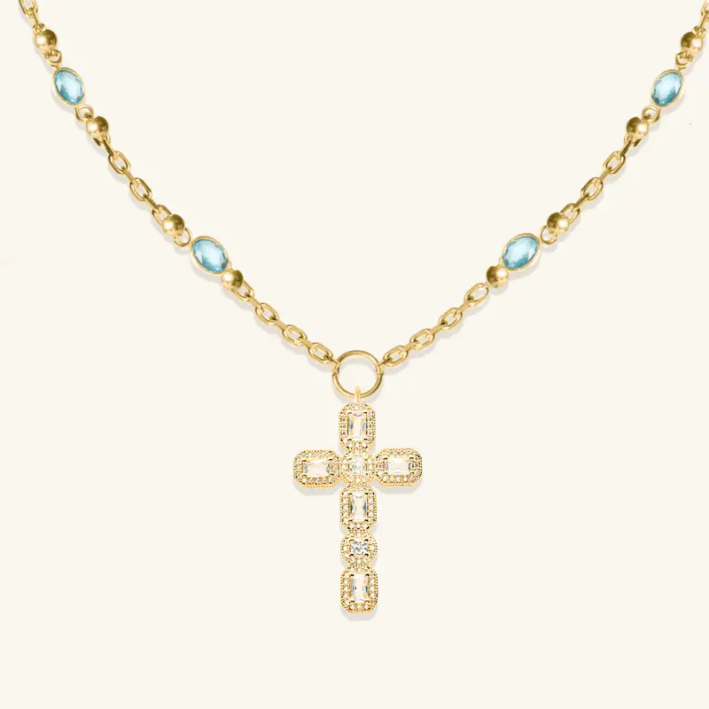 Gia Initial Gold Cross Necklace 8