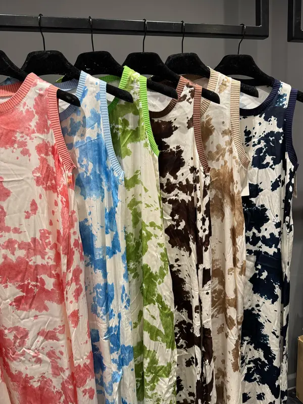Cow Print Silky Satin Dress - (UK Size 6-12) Women's Holiday Dress, Summer Holiday Wear , Holiday Daily Wear 1