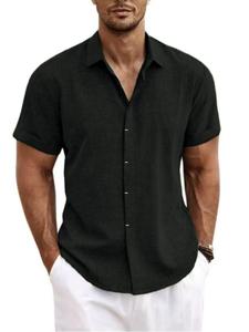 Men's Solid Color Short Sleeve Shirt, Casual Comfy Button Top for Summer, Men's Clothes for Daily Wear, Menswear