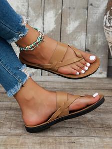 Women's Fashionable Plain Color Slip on Sandals, Casual New Trend Toe Thong Sandals for All Seasons, Lightweight Breathable Comfortable Shoes for Daily Wear