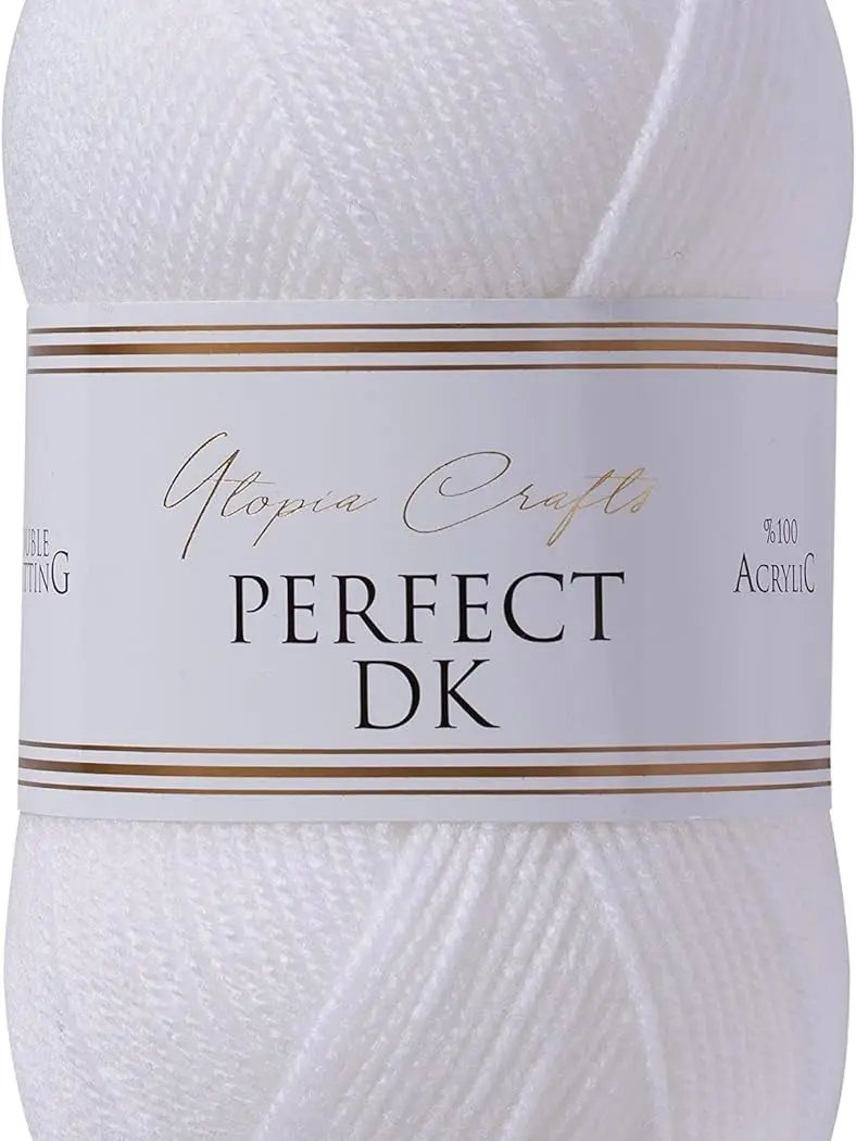 Utopia Crafts Double Knitting (DK) Yarn – 100g Ball, Soft Acrylic Wool, Ideal for Crochet & Knitting Projects (White)