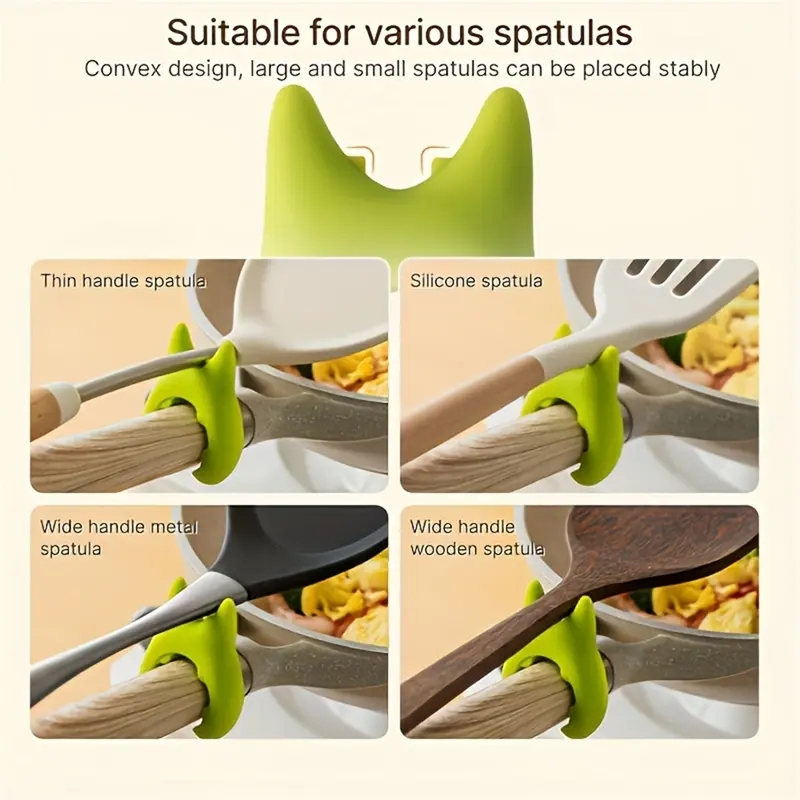 3-Piece Set of Silicone Kitchen Utensils with Non-Stick Spatula & Slotted Turner, Wooden Handles, and Silicone Resting Spoon Holder - Essential Cooking and Baking Tools for Home Kitchen 7