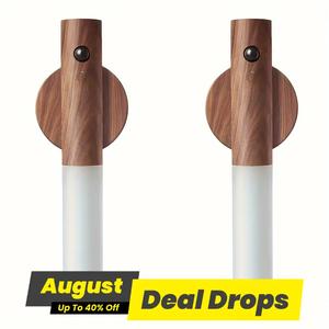 Motion Sensor Night Lights, Mid Century Modern Rechargeable Induction LED Lamp, Wooden Wall Sconce, Portable Stairway Light, Decorative Lights for Bedroom, Indoor Cabinet Light, Safety, Light Dimmable, Mood Decorative Lights, Ambient Lighting