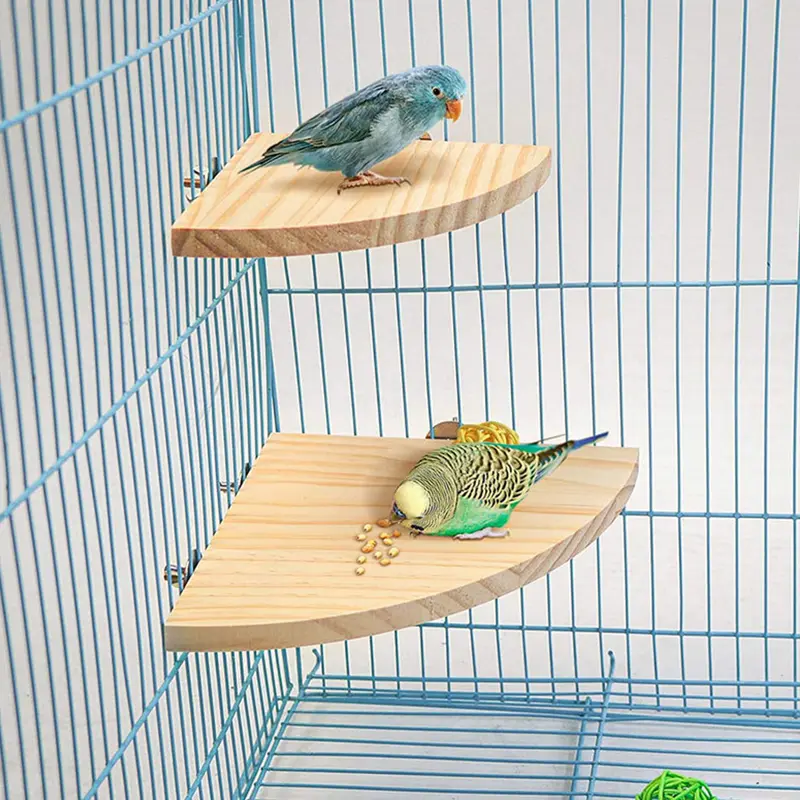Product Introduction of Parrot Bird Wood Perch Stand Platform Rectangle Fan-shaped Shelf Stand Board For Budgie Parakeet Cockatiel Hamster Gerbil Rat 0