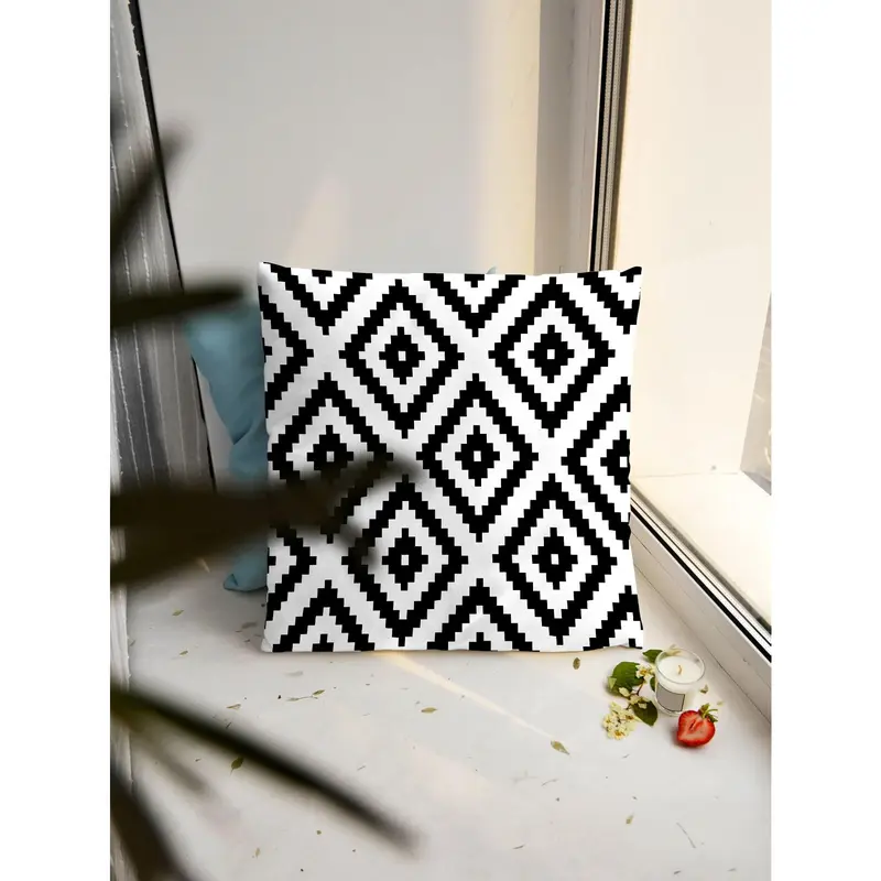 1pc Geometric Print Cushion Cover, Modern Throw Pillow Case, Pillow Insert Not Include, For Sofa, Home Decor 3