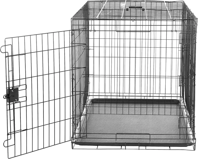 Amazon Basics XL Metal Dog Crate/Cage with Tray, Durable and Foldable Dog Cage with Double Door, Black, Extra Large 107cm (42") 2