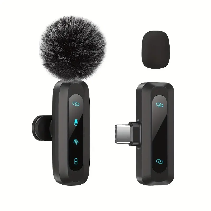 Professional Wireless Lavalier Microphone System with Noise Canceling, USB-C Receiver, and Accessories – Perfect for Vlogging, Interviews, and Conferences, Vlogging Microphone | Wireless Audio System | Quality Noise Reduction, Wireless Microphone 4