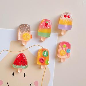 Fruit Ice Cream Design Fridge Magnet, 6 Counts/set Cute Ice Cream Magnet, Refrigerator Decoration for Kitchen Office