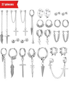 Stainless Steel Earring Stacking Set, Fashion Jewelry for Party, Daily Clothing Decor, Trendy All-match & Exquisite Jewelry for Birthday Gift