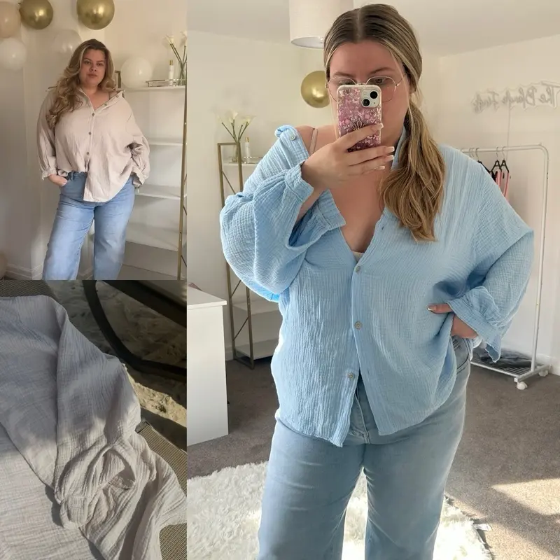 Women's Cotton Oversized Basic Summer Shirt