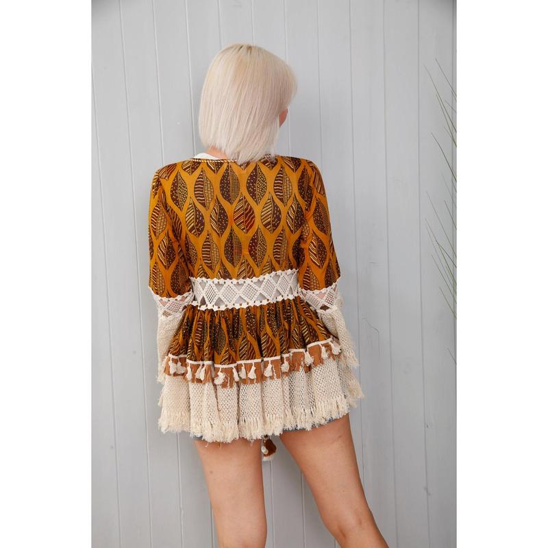 Morocco Golden Leaf Fringe Jacket 3