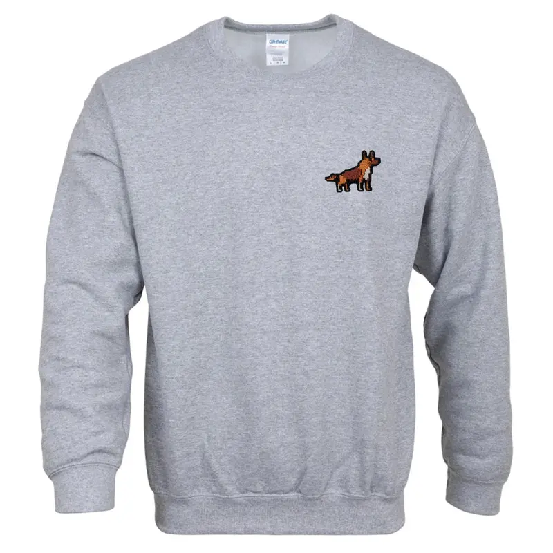 Embroidered Pixel German Shepherd| Unisex Crewneck Sweatshirt | Handcrafted Pixel Apparel | Unique Embroidery Gifts | PIXED Dog 1