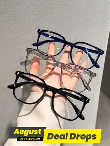 Simple Anti-blue Light Eyeglasses for Everyday Use, Gifts for Wife, Basic Black Square Frame Fashion Eyeglasses for Women & Men, Modern Lightweight Eyeglasses for Work, Daily Decor, Stylish Trendy Eyewear