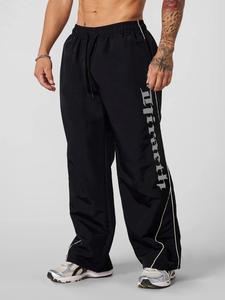 Men's Letter Print Drawstring Waist Sports Pants, Casual Comfy Trousers for Outdoor Workout Running, Men's Sport & Outdoor Clothing for All Seasons, Sports Bottoms