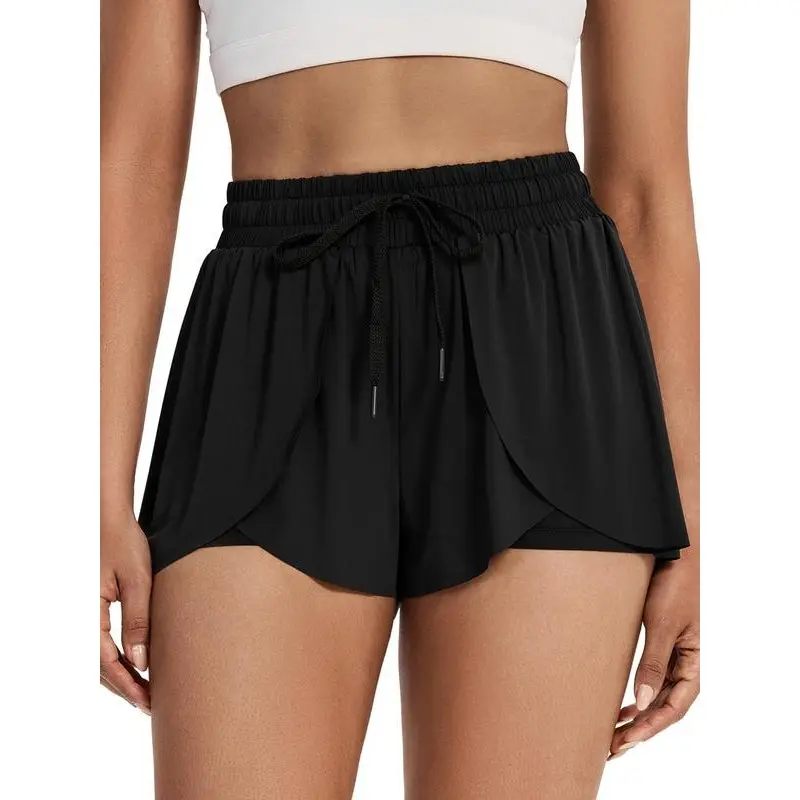 Women's Plain 2 in 1 Drawstring Waist Skorts Outfit, Casual Comfort High Waist Wrap Culottes, Ladies Summer Bottoms for Daily Athletic Running Gym Wear, Gym Clothes Women, Boomtown Outfits, Summer Outfits 2024, Back to School Clothes 5