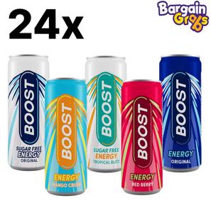 Boost Energy Drink 250ml – 24 Cans Per Flavour | Original, Fruity & Sugar-Free Variants Beverage