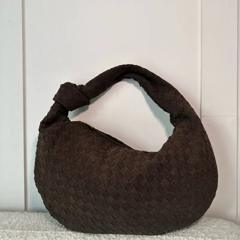 MONA maxi woven knot detail handbag in walnut 0