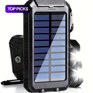 Portable Solar Power Bank, 10000mAh Solar Power Bank with Dual LED Torch Flashlights, Waterproof Power Bank Charger for Outdoor Camping Hiking Emergency Use