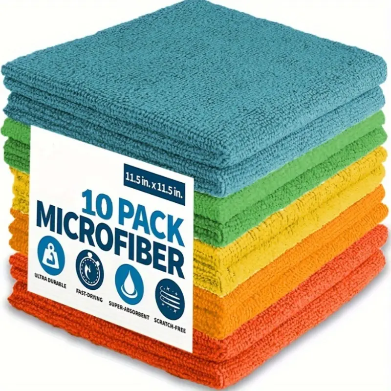 1Above 10pcs Microfiber Cleaning Cloth, Cleaning Towels for Housekeeping, Reusable And Lint Free Cloth Towels, Home Kitchen Supplies, Random Colour. 0