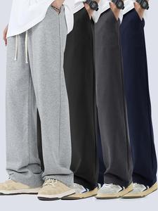 Men's Pants, Casual Comfy Loose Straight Leg Trousers for Spring & Fall, Men's Bottoms for Daily Wear, Beige