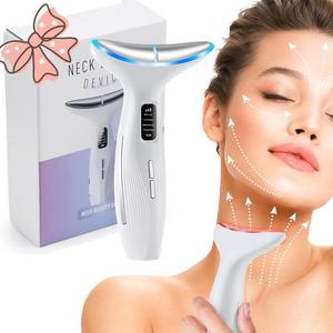 Facial Neck Massager Hot Compress, 3 Levels Vibration Face Chin Lifting Massage Tool, Facial Beauty Instrument for Women