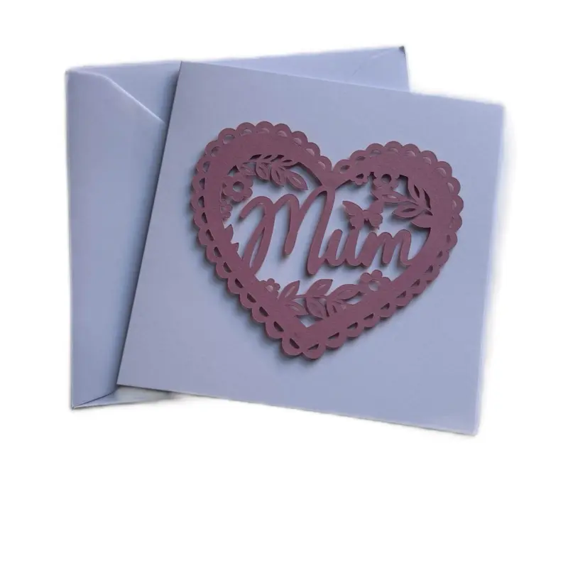 Handmade 3D Mum Heart Cutout Card - Unique Personalised Mother’s Day card