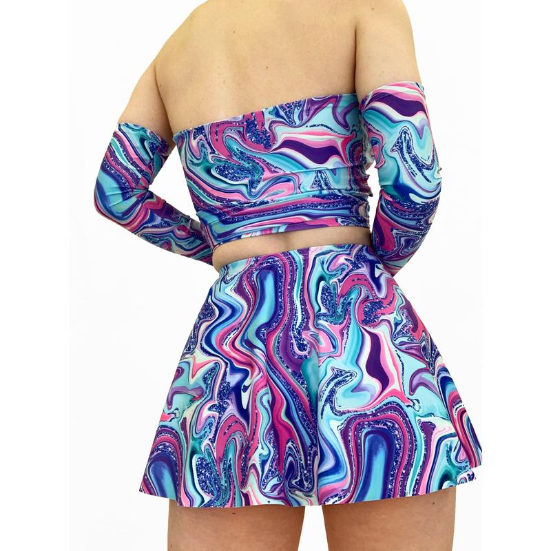 GLITZY MINI SKATER SKIRT 3