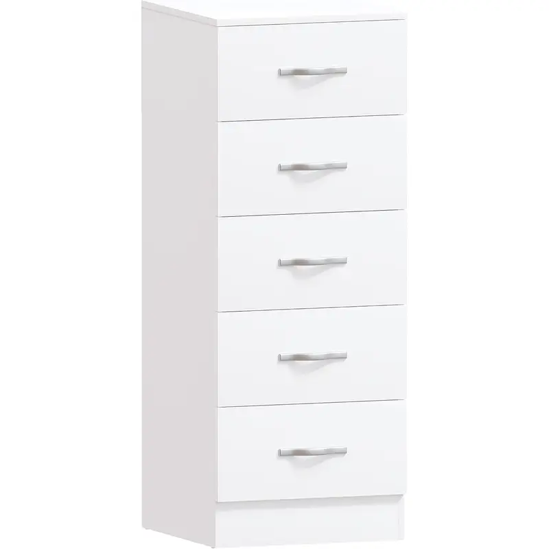 5 Drawer Narrow Chest Tall Bedroom Storage Unit Sliding Drawers Bedroom Furniture (White) 7