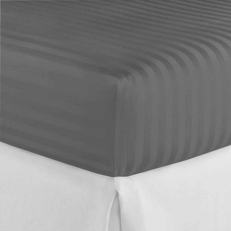 White Stripe Fitted Sheet King Size – Soft Polycotton Satin Stripe, Breathable & Wrinkle-Free Bed Sheet, Hotel Quality Bedding 6