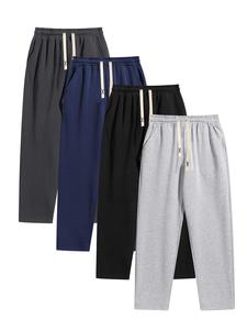 Men's Solid Color Drawstring Waist Sweatpants, Loose-Fitting Casual Comfy Pocket Straight Leg Trousers for Fall & Winter, Men's Bottoms for Daily Wear