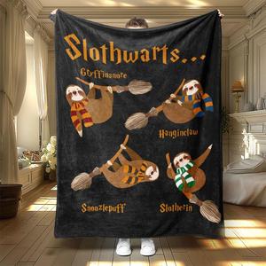 Cartoon Sloth Pattern Blanket, 1 Count Soft Warm Throw Blanket, Air-conditioned Room Blanket, Warm Nap Blanket for Home Office Travel