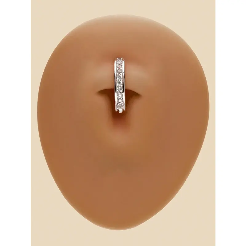 1 Pc Stainless Steel Charm Neutral Style Minimalist Set With Artificial Zirconia Pierced Navel Studs For Women's Gatherings And Gifts 0