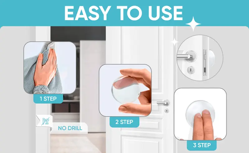 Product Introduction of Clear 6pcs Shock-Absorbing Door Stop Wall Protectors - Noise-Reducing, Easy Install, Reusable for Home & Office 0