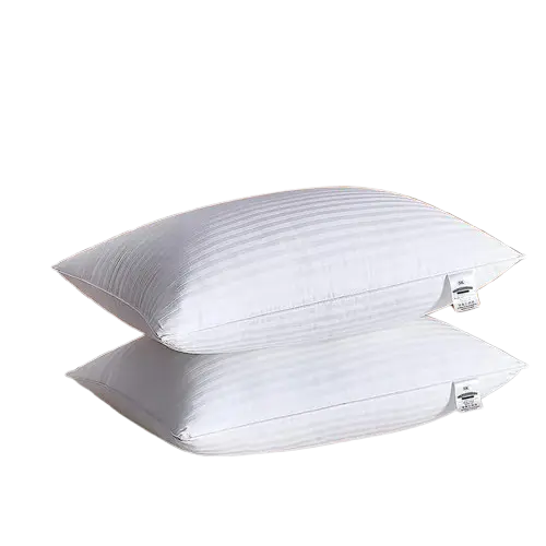 Pack Of 2 Hotel Quality Egyptian Stripe Pillows Hollowfibre Filled Standard size Bed Pillows Cotton Blend 3