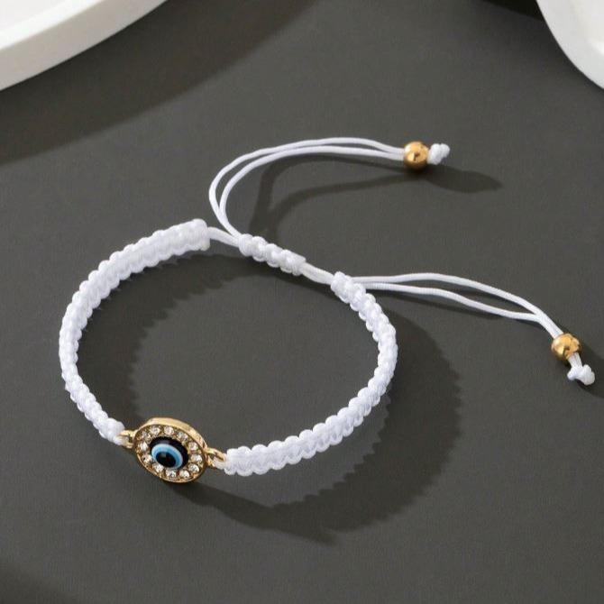 Unisex Crystal-Studded Devil's Eye Drawstring Bracelet 4