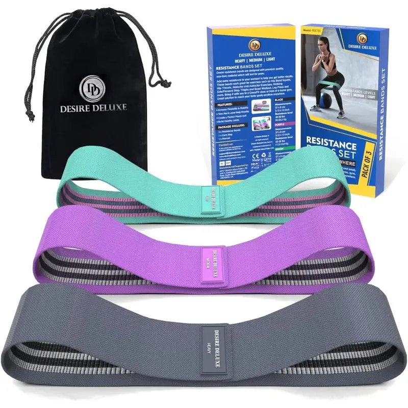 Resistance Bands Set for Men and Women, Premium Exercise Pack of 3 Different Resistance Levels Loops Band for Home, Gym, Long Exercise Workout – Great Fitness Equipment for Training, 0