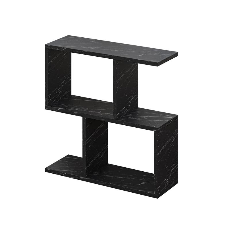 HOCUS PICUS 2 Tier Storage End Side Table - Versatile C Table - 60x60x19.50cm - Shelves Organizer Office Living Room End Desk Stand Display (Black Marble Effect) 3