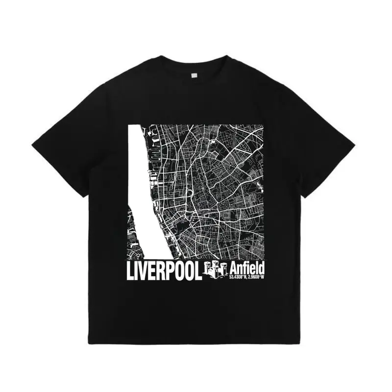 Liverpool Fc Anfield Minimalist Football Stadium Map T-Shirt, Unisex 100% Cotton Short Sleeve, Football Fan Gift Liverpool Players 1