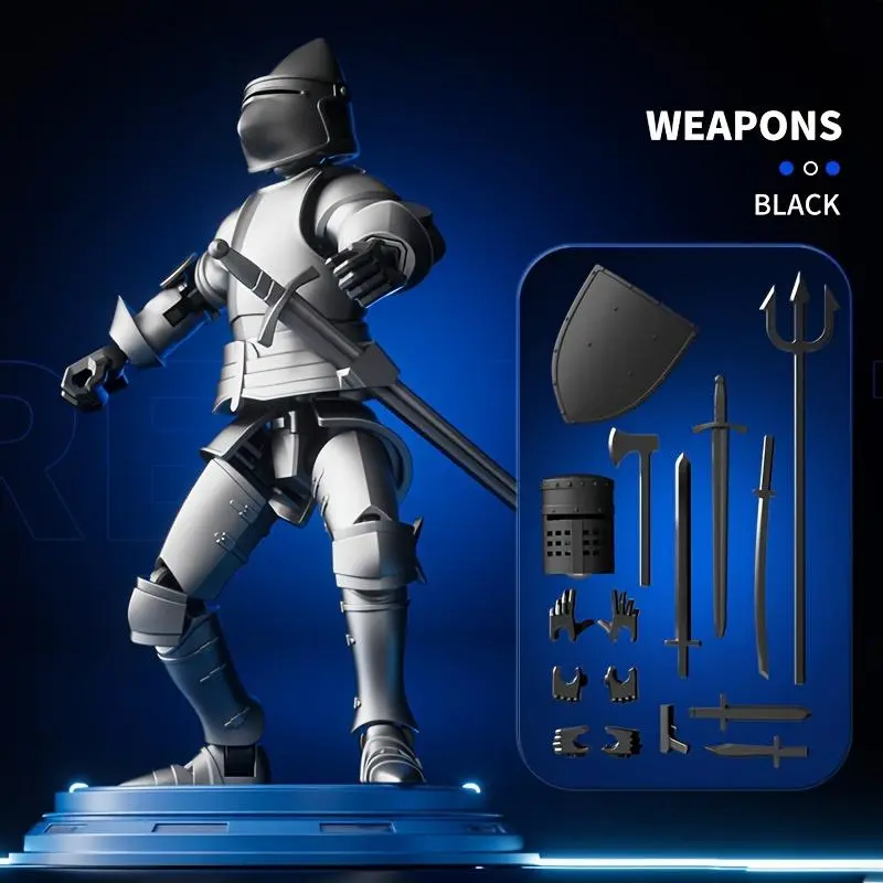 Action Figure Of NeslGenc Dummy-13 Armored Robot, T13 Multi-joint Figure, Knight Figure Desktop Toy With Weapons And Shield 6