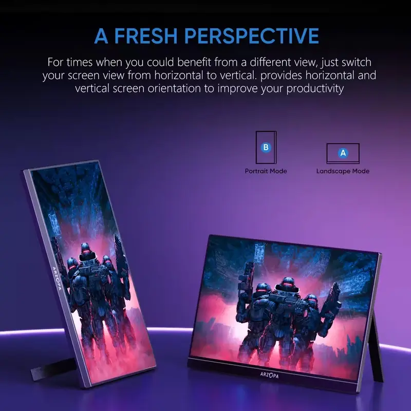 ARZOPA 16.1 inch 100% sRGB 144Hz Portable Monitor Gaming Laptop Display with Type C Mini HDMI For PS/Steam/Deck/Switch/PC/Mac 3