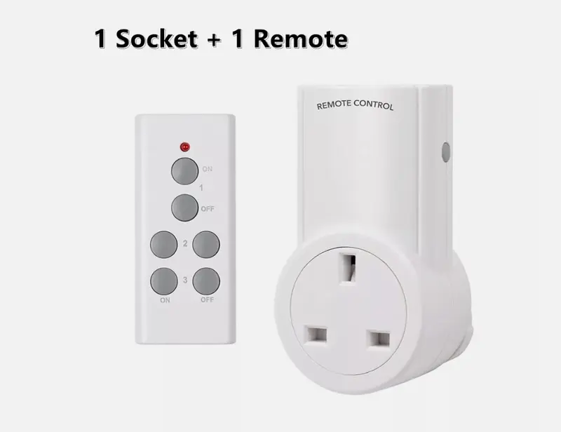 1-5 Remote Control Sockets Wireless Switch Home Mains Power Outlet Pack UK Plug 0
