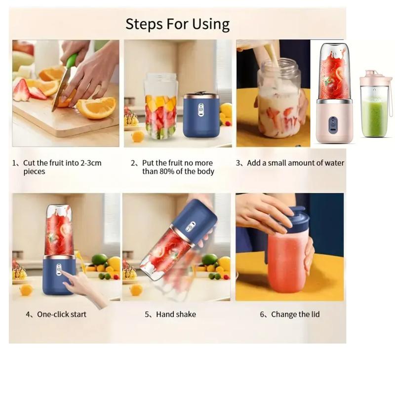 USB Rechargeable Portable Electric Juicer Cup Fruit Blender Maker Bottle Mixer 3