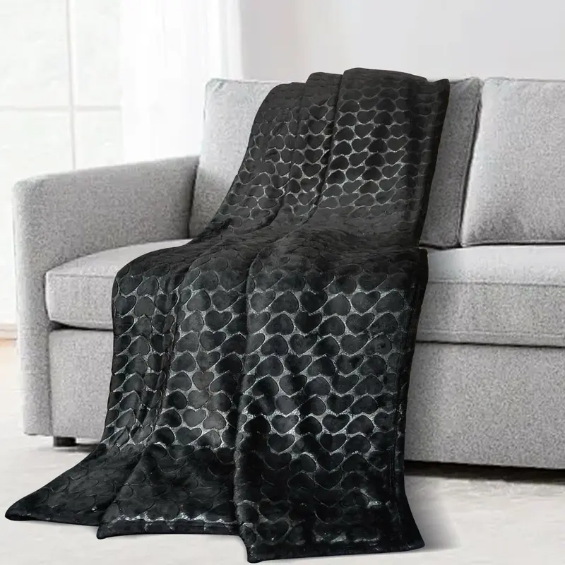 ULTRA-SOFT HEART FLEECE THROWS BLANKET-AVAILABLE IN DOUBLE /KING SIZE FOR BED SOFA OR CHAIR 1
